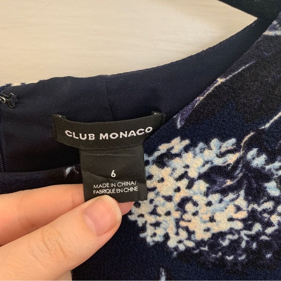 Club Monaco blue floral mini dress with pockets, size S - Picture 5 of 8